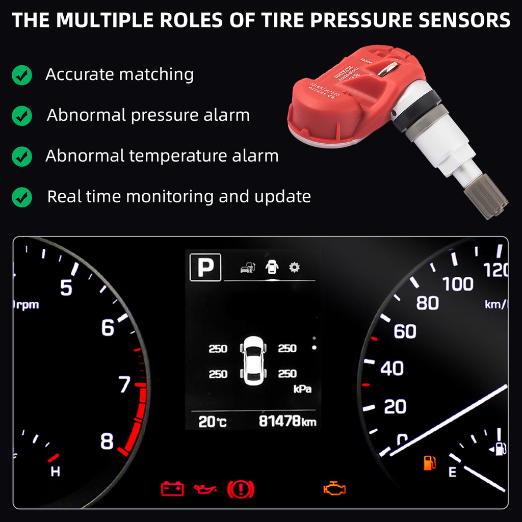 4pcs Tire Pressure Monitoring Sensors 433MHz TPMS System Fit Enclave Encore GX Lacrosse Regal CT6 XT4 XT5 XT6 Acadia Silverado Sierra Blazer Trailblazer Volt Cruze Impala Malibu Traverse Camaro