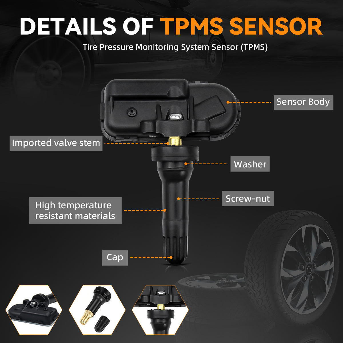 434MHz TPMS Tire Pressure Monitoring Sensors for 2014-2022 Cherokee