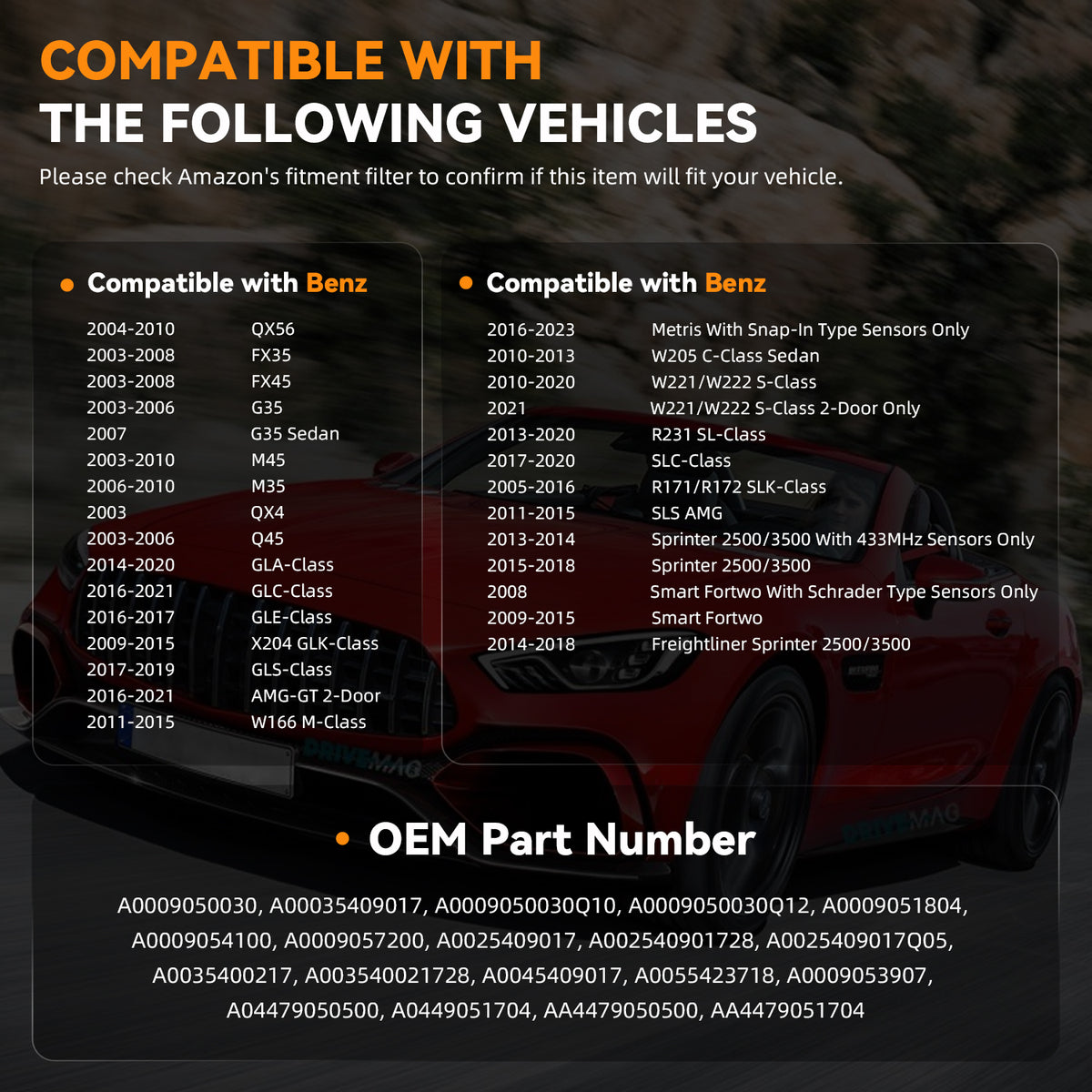 433MHz TPMS System Tire Pressure Monitoring Sensors for Benz AMG