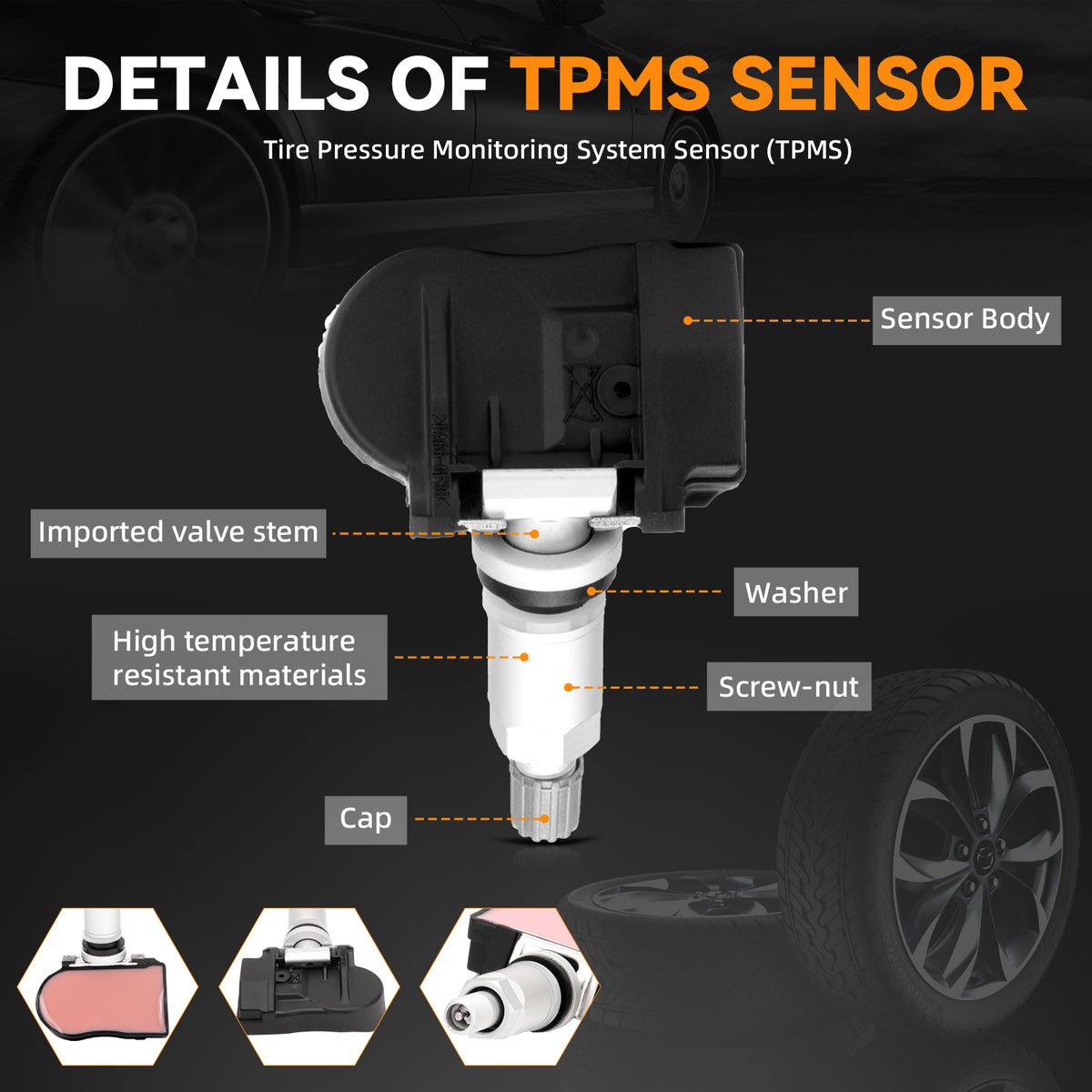 4Pcs 433MHz TPMS Tire Pressure Monitoring Sensors for Nissan Infiniti