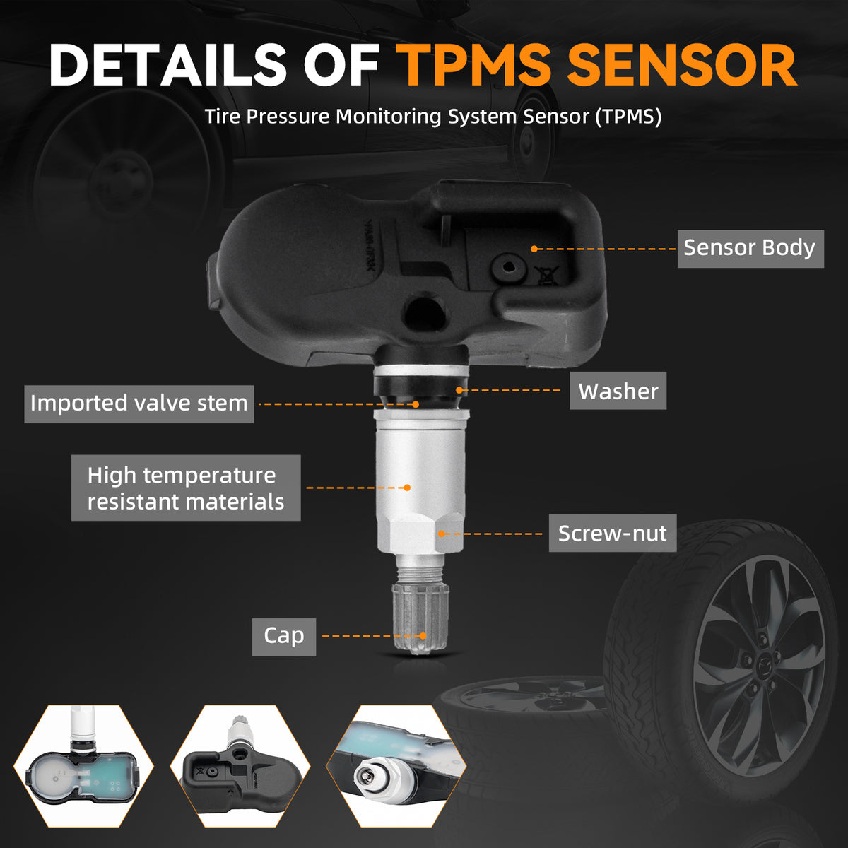 4Pcs 315MHz TPMS Tire Pressure Monitoring Sensors for Toyota Lexus