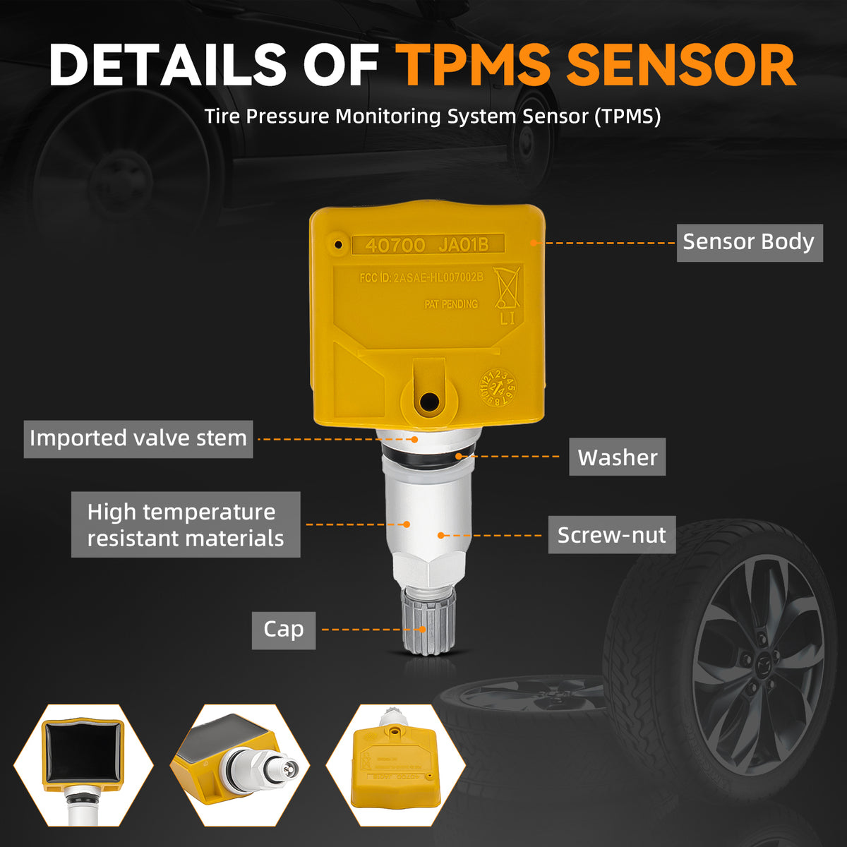 4Pcs 315MHz TPMS Tire Pressure Monitoring Sensors Compatible with Nissan Infiniti