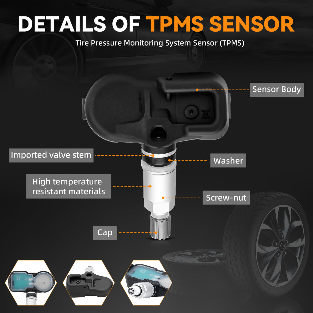 4Pcs 315MHz TPMS Sensors for Toyota Lexus 2003-2016 (42607-02010)