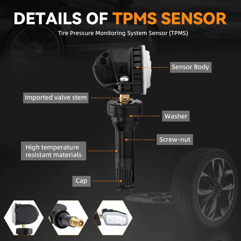 4Pcs 315MHz TPMS Tire Pressure Sensors Compatible with Ford Lincoln