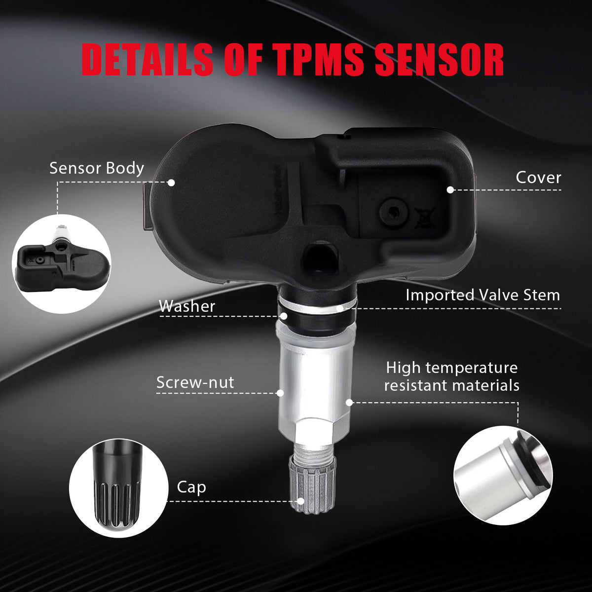 4Pcs 315MHz TPMS Sensors for Toyota Lexus 2017-2023 (42607-0E020)