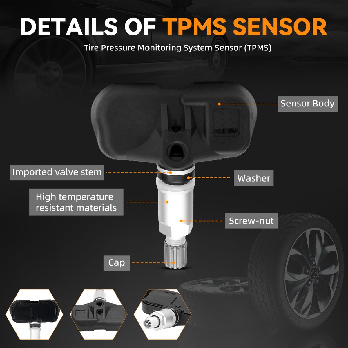4pcs 315MHz TPMS Sensor Tire Pressure Monitoring System for Honda