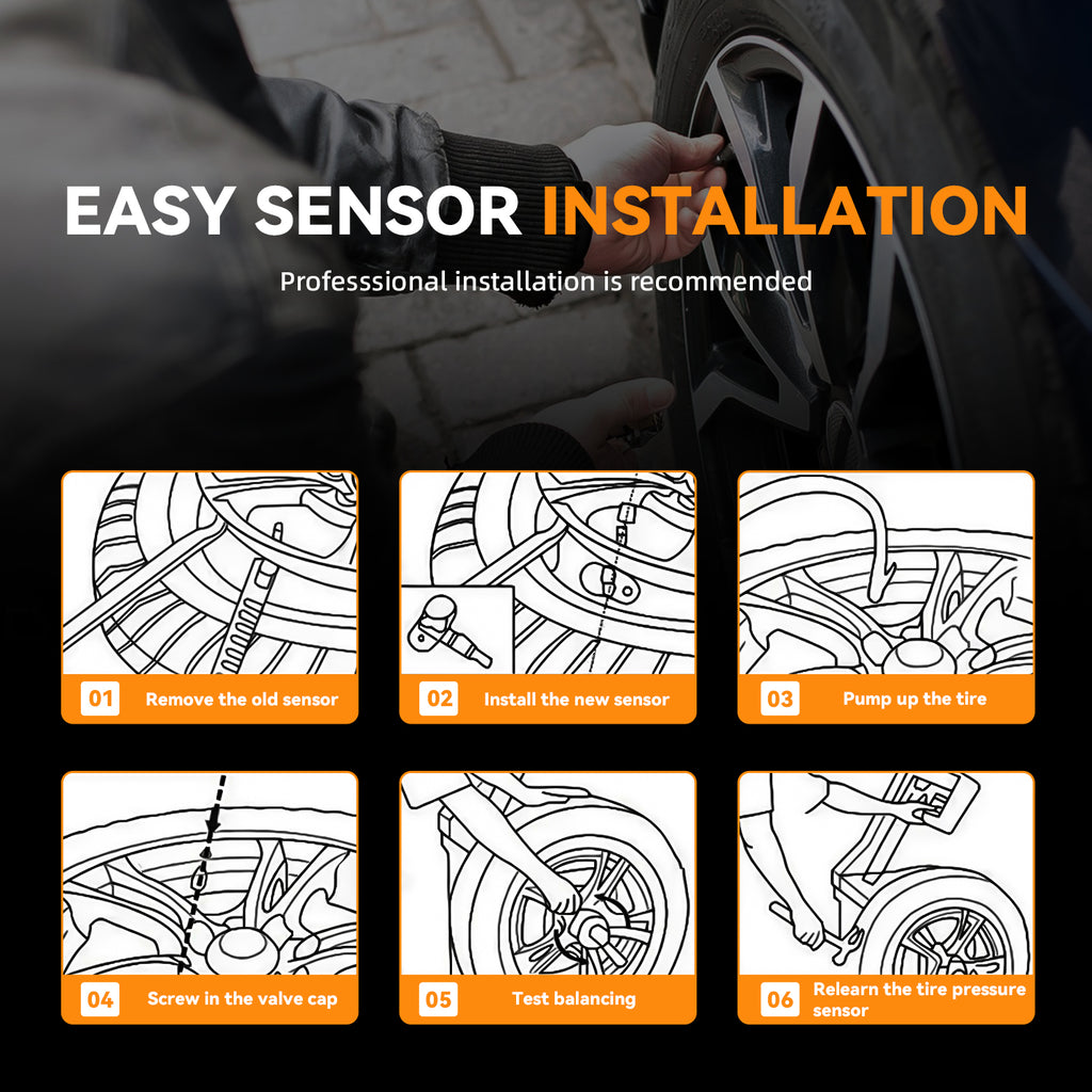 4pcs 315MHz TPMS Sensor Tire Pressure Monitoring Sensors System