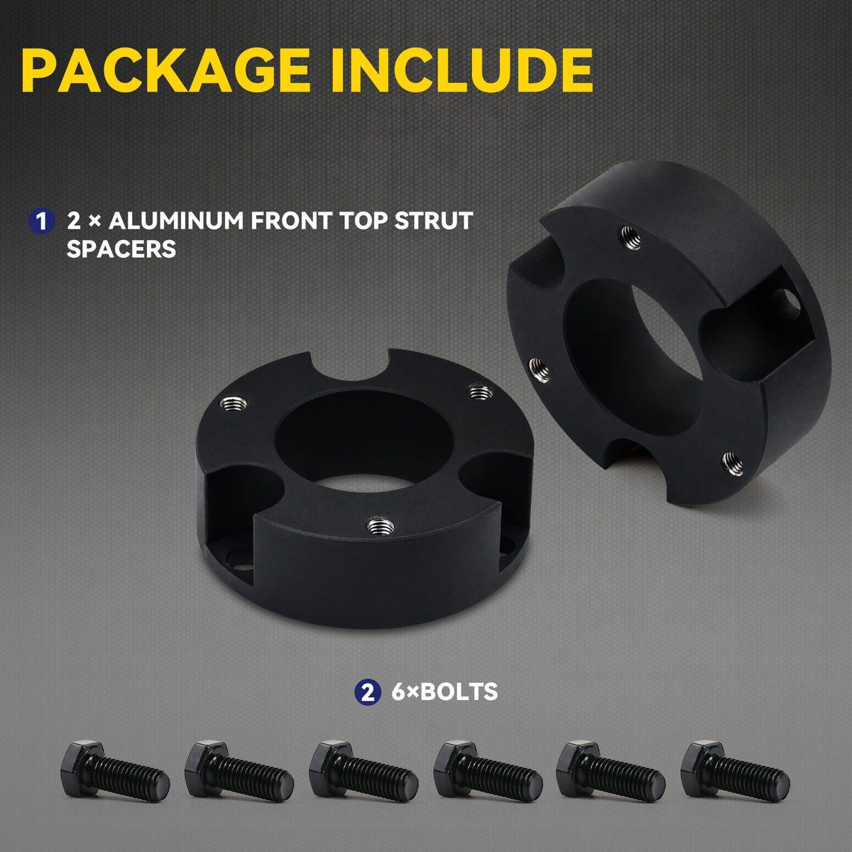 New 3" Front Leveling Lift Kit Compatible With 05-24 Tacoma 6-Lug Wheels 03-24 4Runner 07-14 FJ Cruiser 2WD/4WD, 3 Inch Forged Aluminum Strut Spacer Suspension Lifting w/Bolt Hardware 2pcs Pair