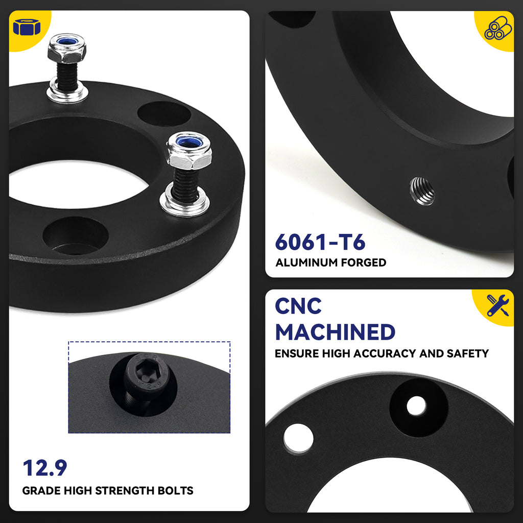 New 2.5" Front Leveling Lift Kit Compatible With 04-24 Ford F150 03-17 Expedition 06-14 Mark LT, 2.5 Inch Forged Aluminum Strut Spacer Suspension Lifting w/Bolts Installation Hardware 2pcs Pair