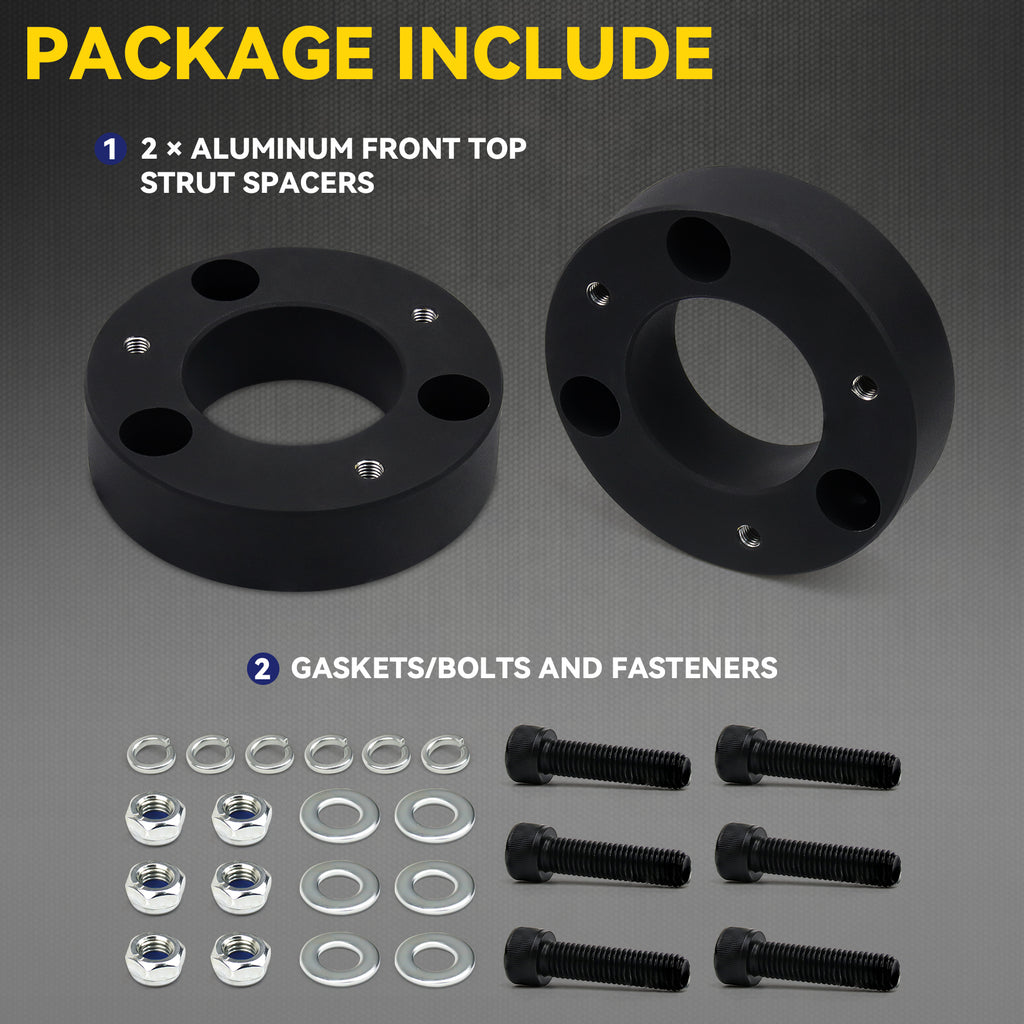 New 2.5" Front Leveling Lift Kit Compatible With 04-24 Ford F150 03-17 Expedition 06-14 Mark LT, 2.5 Inch Forged Aluminum Strut Spacer Suspension Lifting w/Bolts Installation Hardware 2pcs Pair