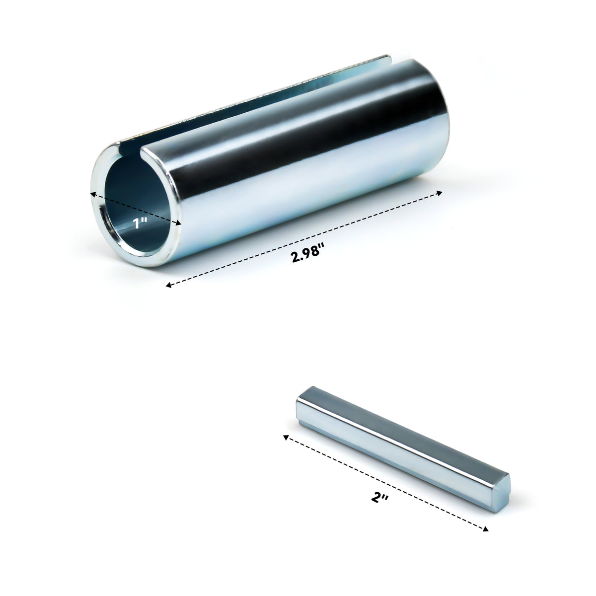 3/4" to 1" Inch 3" Long Crankshaft Sleeve Adapter 1/4" Keyway Slot
