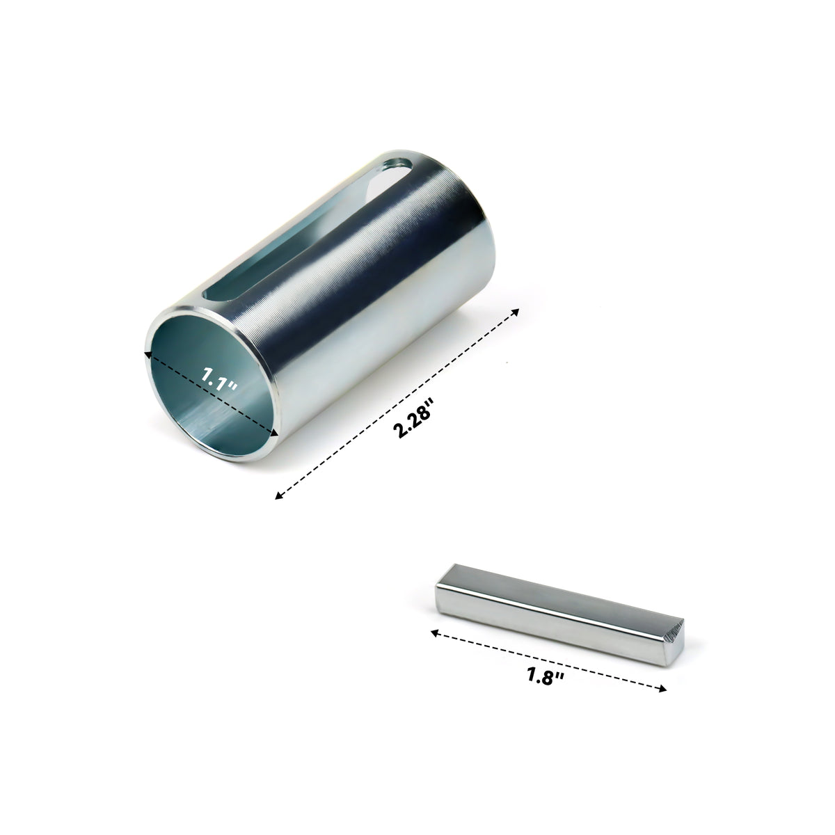 1" to 1-1/8" (9/8") Inch 2.3" Long Crankshaft Sleeve Adapter 1/4" Keyway Slot
