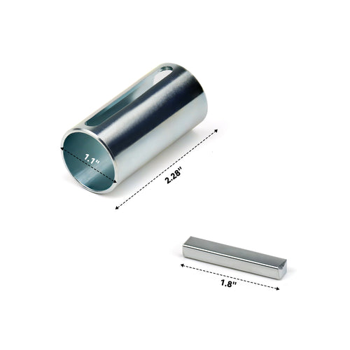 1" to 1-1/8" (9/8") Inch 2.3" Long Crankshaft Sleeve Adapter 1/4" Keyway Slot