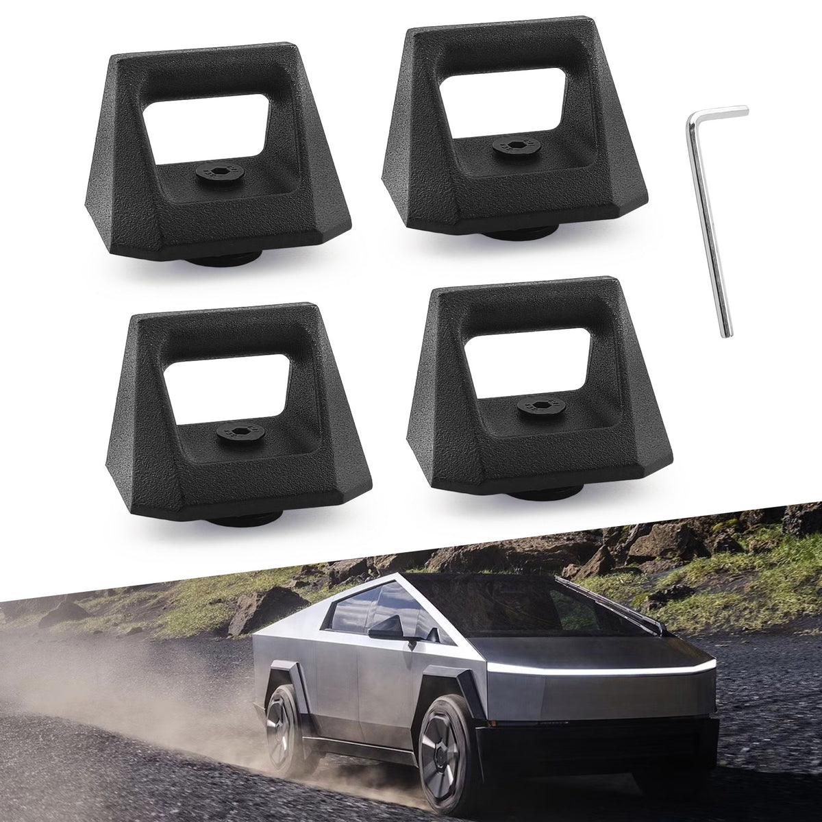 Heavy Duty Steel L Track Bed Rail Hooks Compatible with Cybertruck 2023-2026 OEM Style Tie Down Accessories for Truck Bed