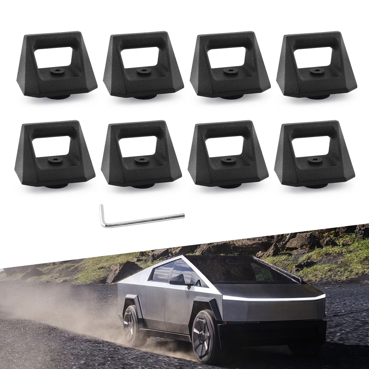 Heavy Duty Steel L Track Bed Rail Hooks Compatible with Cybertruck 2023-2026 OEM Style Tie Down Accessories for Truck Bed
