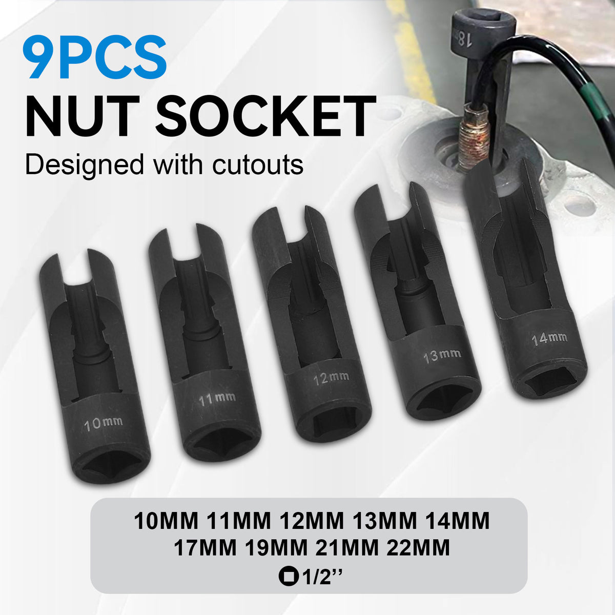 9PC Strut Nut Socket Set for Auto Suspension Repair