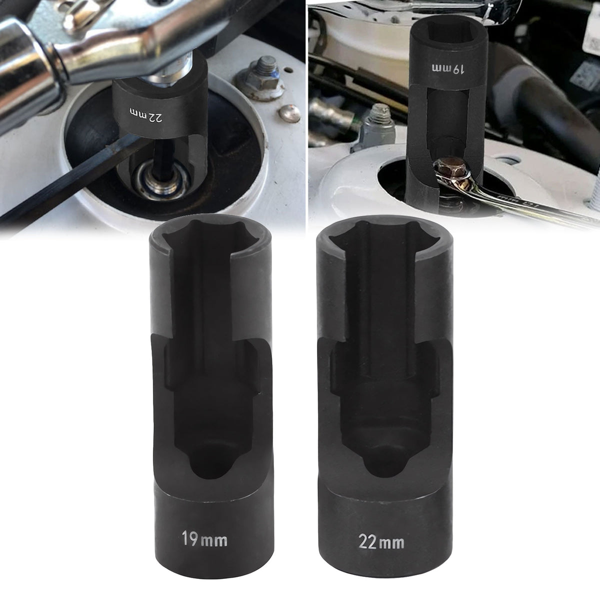 2PC Strut Nut Socket Set 19mm 22mm for Auto Suspension Repair