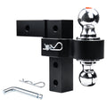 New 6" Height Adjustable Drop/Raise Aluminum Alloy Black Trailer Hitch Dual Ball Mounts Fit 2" Receiver With 2" & 2-5/16" Chrome Plated Steel Balls & Pin Locks, For Truck, SUV, RVs, 5000 LBS GTW