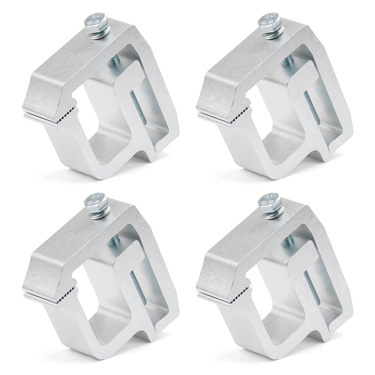 4Pcs Heavy Duty Aluminum Alloy Silver Truck Bed Cap Mounting Clamps
