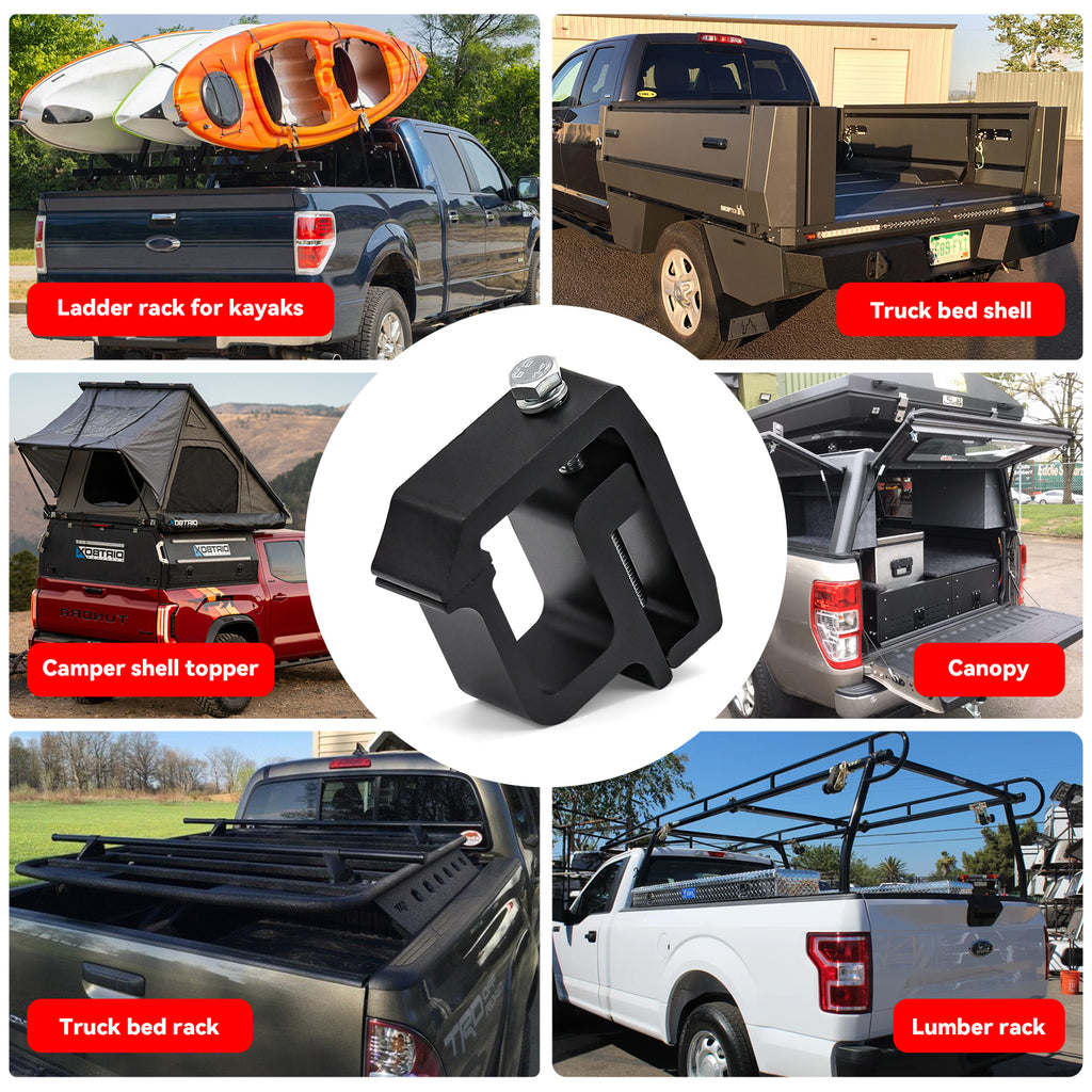 4Pcs Heavy Duty Aluminum Alloy Black Truck Bed Cap Mounting Clamps