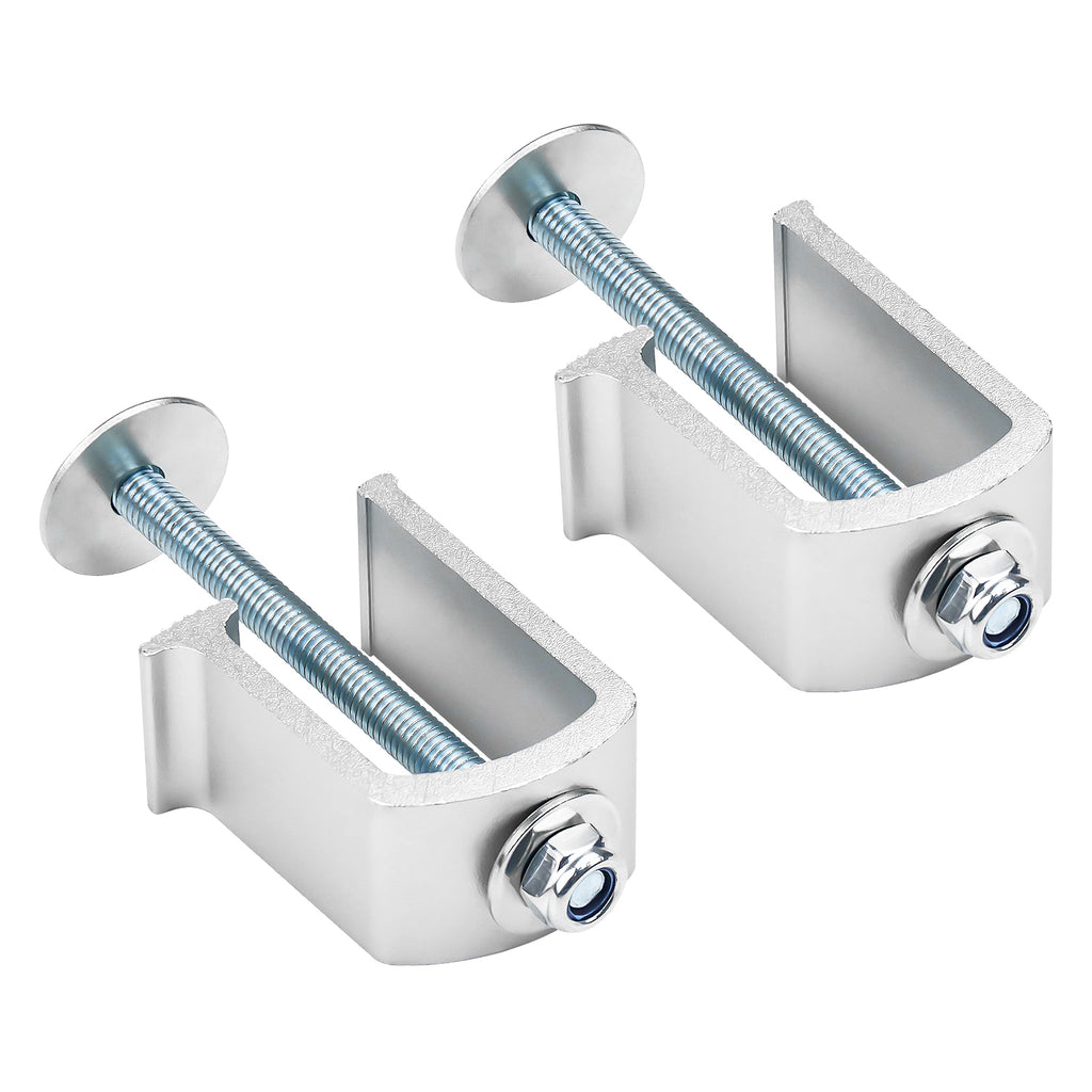 New Pack of 2 Heavy Duty Aluminum Alloy Truck Bed Tool Box Clamps With Bolts, Nuts, Washers, No-Drill Easy Mount Universal Tie Down Clips Toolbox Mounting Kit for Pickup Camper, Silver Surface