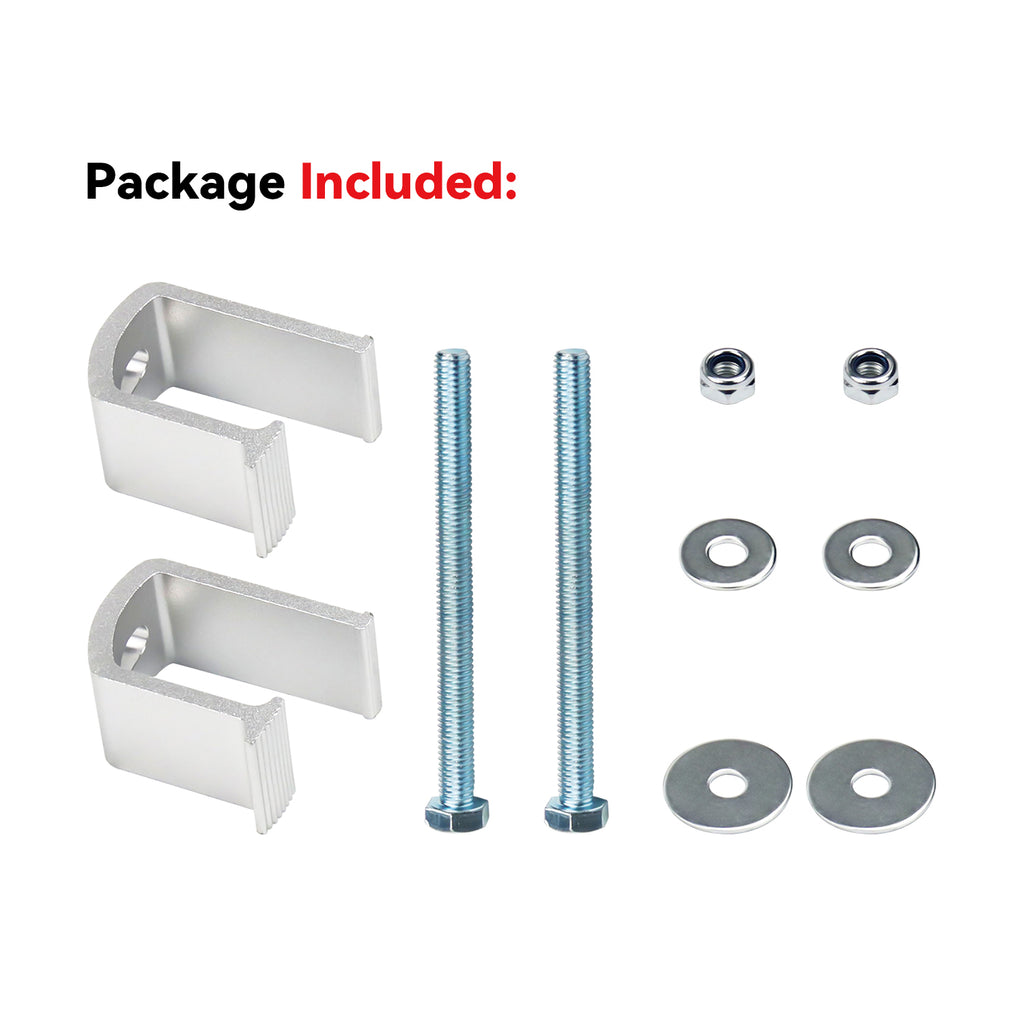 New Pack of 2 Heavy Duty Aluminum Alloy Truck Bed Tool Box Clamps With Bolts, Nuts, Washers, No-Drill Easy Mount Universal Tie Down Clips Toolbox Mounting Kit for Pickup Camper, Silver Surface
