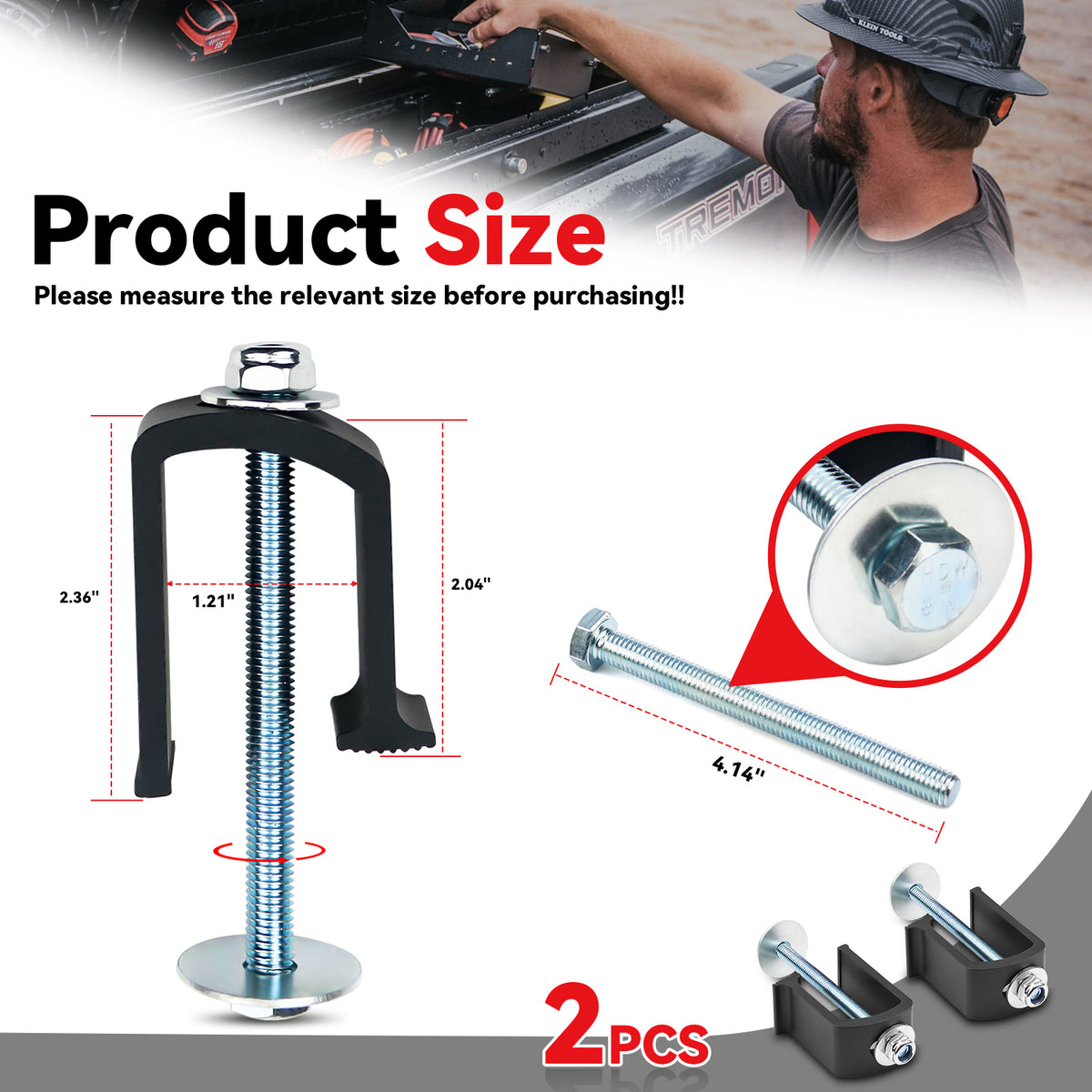 New Pack of 2 Heavy Duty Aluminum Alloy Truck Bed Tool Box Clamps