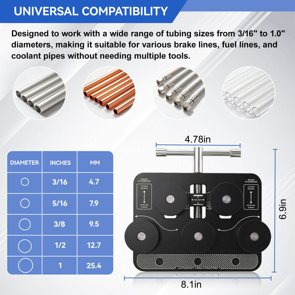 Professional Tubing Straightener for 3/16" to 1" Coiled Lines