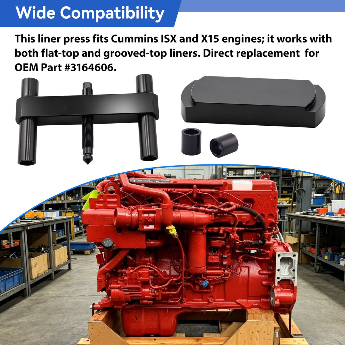 Heavy-Duty Cylinder Liner Press Installer Tool For Diesel Engine
